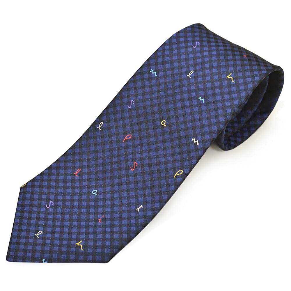 Paul Smith Silk Tie Blade Eps21w007 NAVY Men's Logo/Checked (8cm Width) GLU3-47