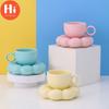 Hi Nordic Pink Flower Ceramic Coffee Cup Saucer Reusable Creative Home Decorative Cup Breakfast Drinking Latte Tea Cup Set