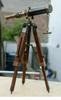 Brass Telescope With Wooden Tripod Stand Maritime Nautical Vintage Desk Décor
