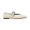 Women's Black Sheepskin Mary Jane Leather Flats with Buckle Strap