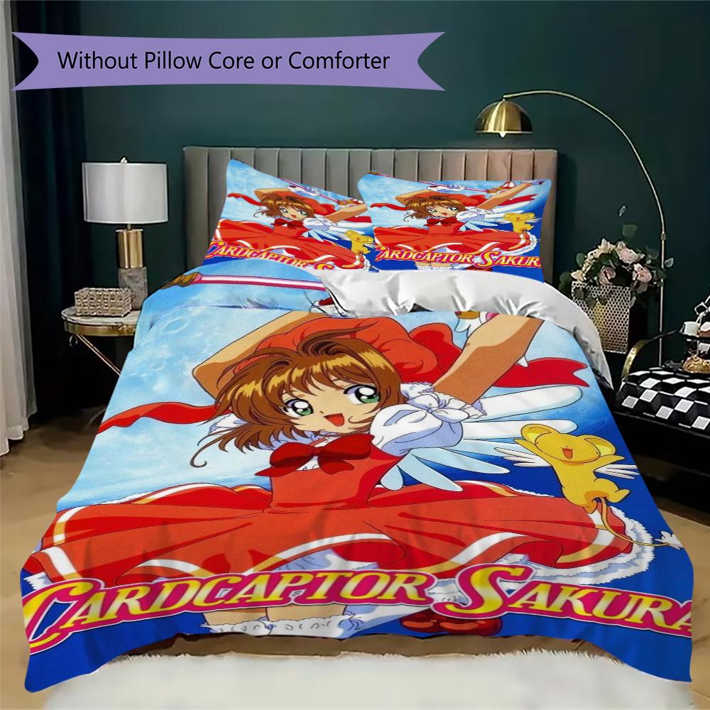 Постельное белье с узором Cardcaptor Sakura Комплект одеяла Пододеяльник Наволочка Домашний Декор Подарок на День Рождения (1 * пододеяльник + 2 * наволочка без наполнителя)