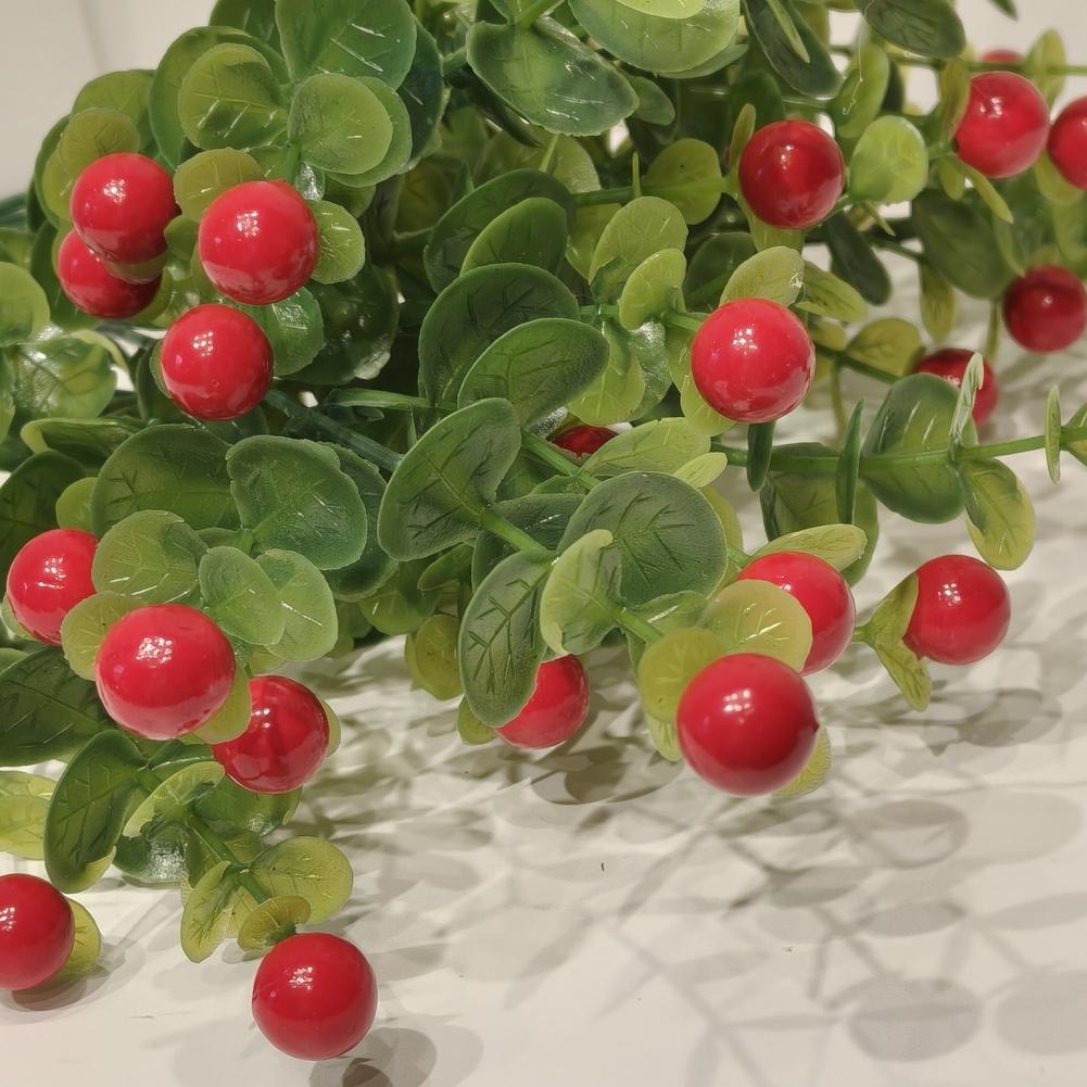 Artificial Eucalyptus Foliage with Red Berries 35.5cm for For wedding Decoration Photography Prop Event Home Commercial Display