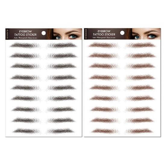2 Sheets Waterproof Eyebrow Tattoo Stickers Hair-Like Natural Fake Eyebrows Makeup Accessories for Women Girls