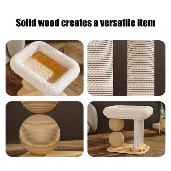 Кошачье дерево-башня с плюшевой лежанкой, когтеточками из сизаля, шариками, интерактивной дорожкой с шариком, многофункциональная кошачья мебель для игр и отдыха домашних кошек