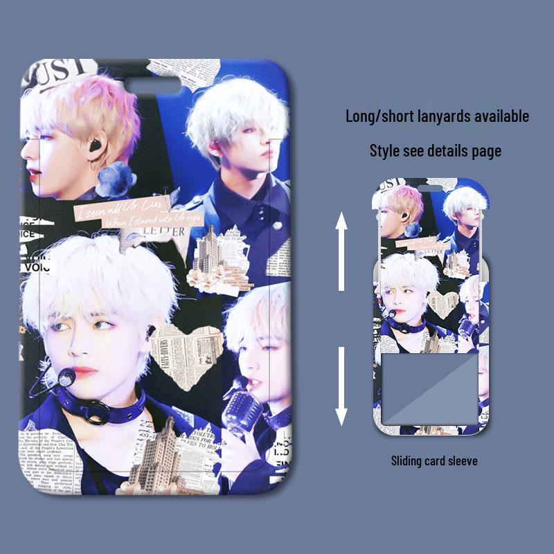 Пластиковый держатель для ID-карты и бейджа Kim Taehyung, скользящий, для студентов/работы/доступа в автобус