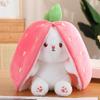 18cm Cosplay Strawberry Carrot Rabbit Plush Toy Stuffed Creative Bag Into Fruit Transform Baby Cuddly Bunny Plushie Doll For Kid