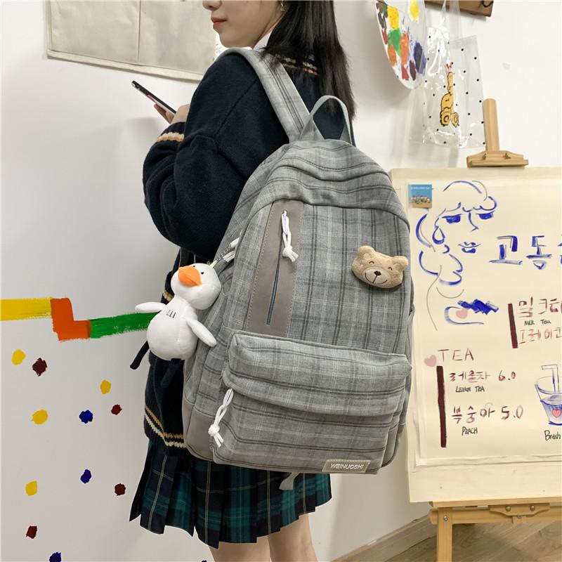 Школьная сумка японский студенческий стиль рюкзак для девочки корейская версия Мишка Мори Харадзюку студенческий рюкзак маленький свежий клетчатая школьная сумка женская