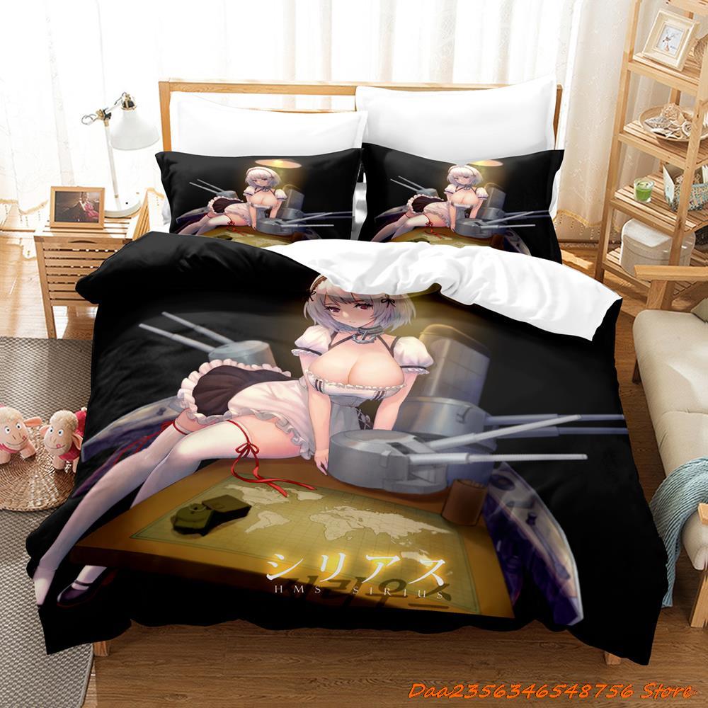 Comforter Sexy Azur Lane Sirius Bedding Set Cartoon Anime Three-Piece Set Adult Kid Bedroom Duvet Sets 3D Kawaii Girl Game Bed Set