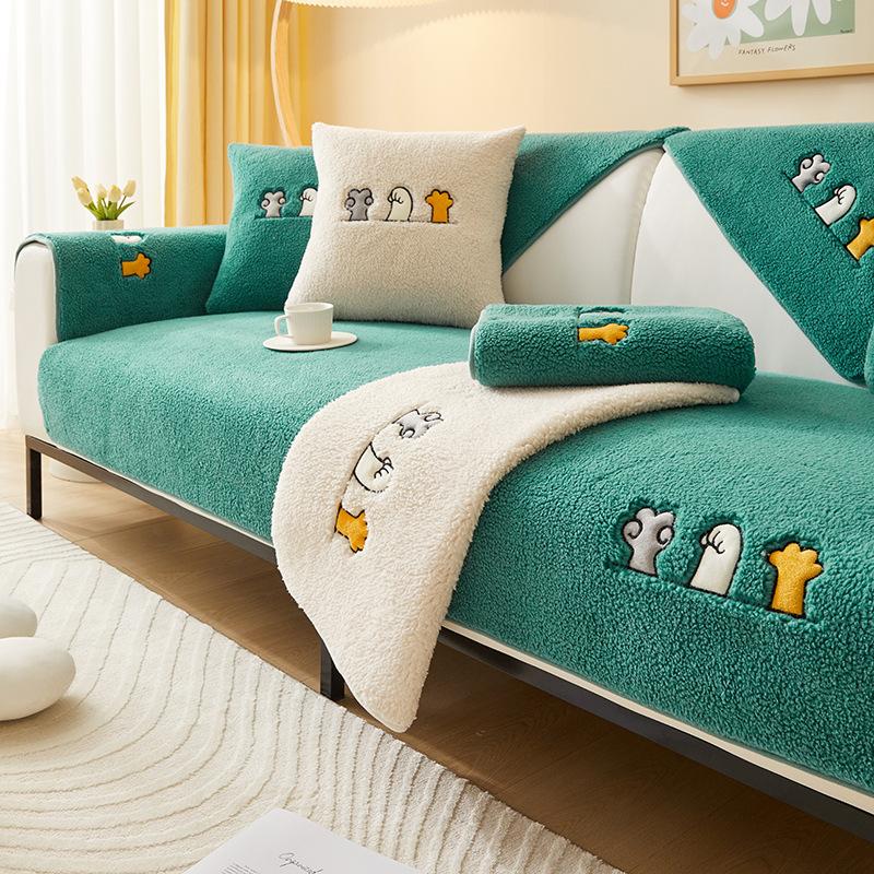 Новая подушка для дивана, ставшая популярной в интернете, зимняя плюшевая утолщенная подушка для сиденья, нескользящая, легкая роскошная кожаная накидка на диван, тканевое полотенце
