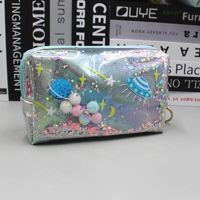 Косметичка с глиттером в виде планеты большой вместимости, милый звездный чехол для макияжа для девочек, студенческий пенал, дорожная сумка для туалетных принадлежностей