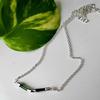 Natural Raw Green Tourmaline Gemstone 925 Sterling Silver Leaf Necklace , Gift
