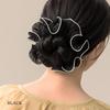 JewelVOX Scrunchie Hair Accessory for Organza and Chiffon with Design Women, Piping, Two-Tone (Ivory)