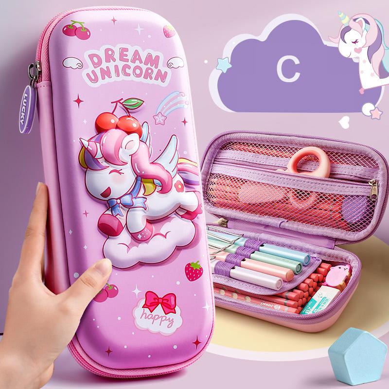 3D EVA Unicorn Cute Pencil Case Cartoon Stationery Box Girls Color Pencil Box Student Pen Case School Supplies Gifts Ipad Case