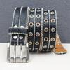 Heavy Industry Rivet Hollow Belt Double Row Chicken Eye Lid Belt Men and Women's Needle Cloak Hip-hop Punk Style Personalized Trendy Decoration