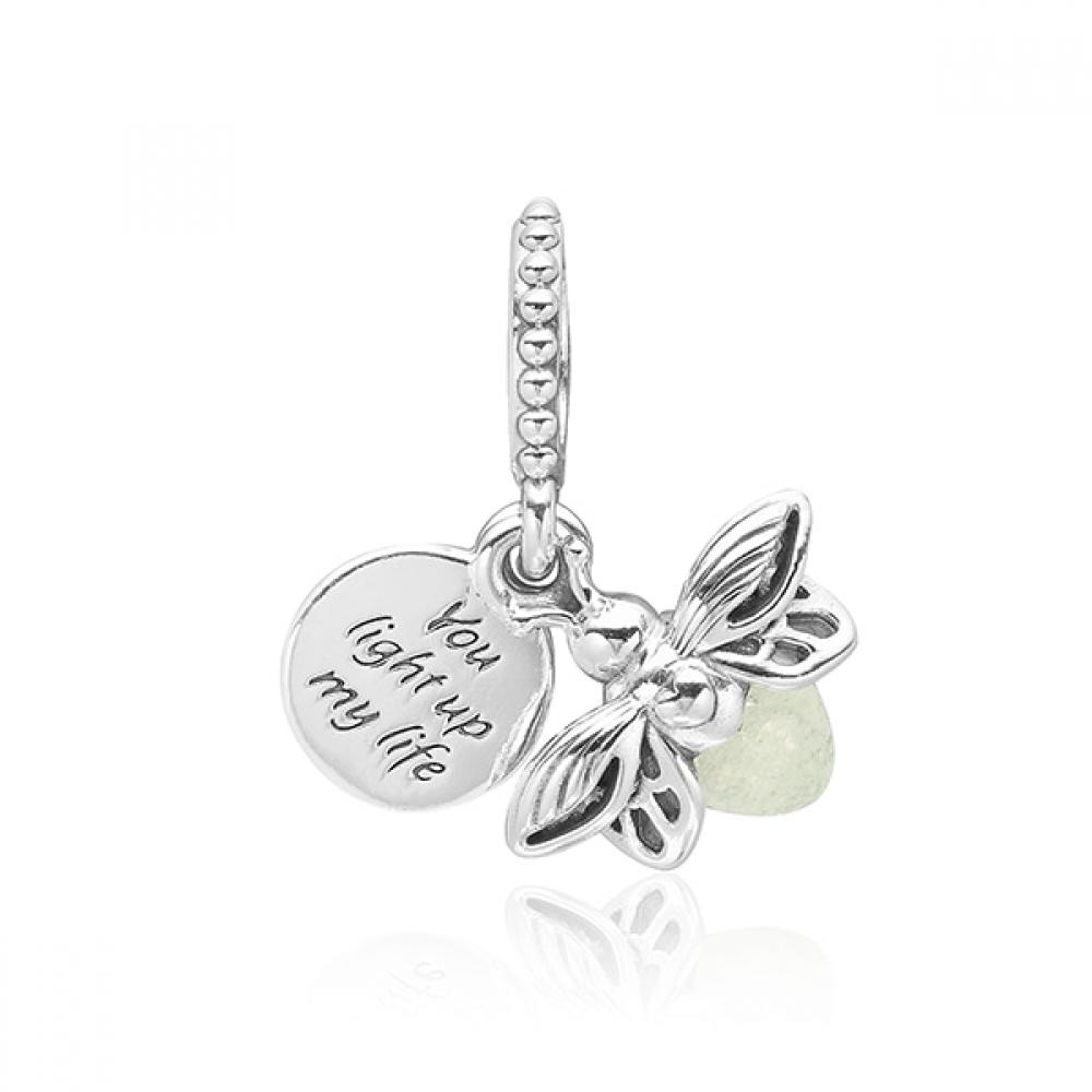 PAndora 799352c01 Светящийся в темноте кулон-светлячок и подвеска-шарм из серебра