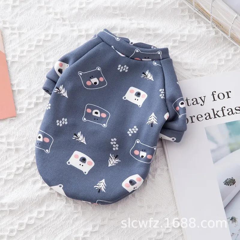 Printing Small Pet Dog Clothes Cat Clothes Cartoon Cosplay Plus Velvet Autumn And Winter Teddy Poodle Clothes