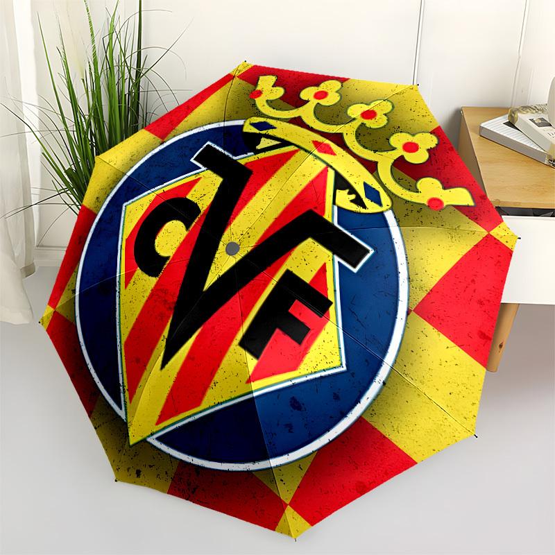 Villarreal CF, Logo Automatic Opening and Closing, 8 rib Structure Portable Umbrella, Suitable for Men and Women in All Seasons Perfect Gif