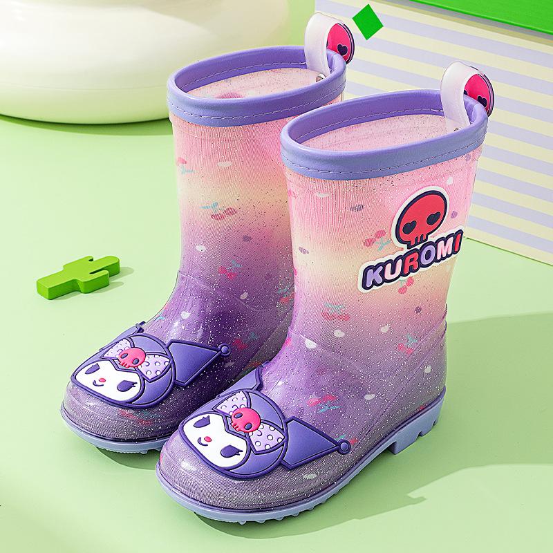 Children's Rain Boots Girls Non-Slip Elementary School Students Toddler Outdoor Water Boots Girl Waterproof Shoes Princess Crystal Shoes