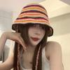 Корейская нишевая шляпа-ведро для женщин 2024 года, новое лицо, симпатичная шляпа-тазик, большая окружность головы, вязаная шапка, прилив