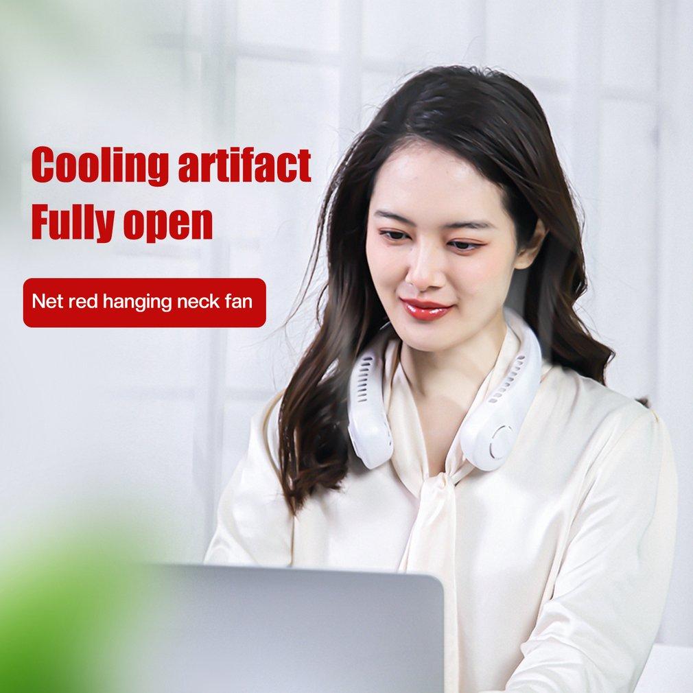 Новые портативные безлопастные подвесные вентиляторы, перезаряжаемые через USB, безлистный мини-вентилятор для шеи, охлаждающий кондиционер, носимые вентиляторы с шейным ремешком