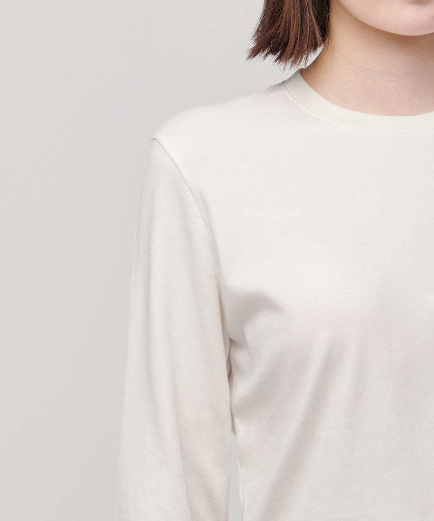 MUSINSA STANDARD WOMAN Women'S Crew Neck Crop Long Sleeve T-Shirt [Cream]