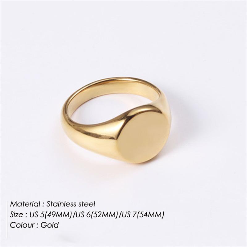 eManco Stainless Steel Punk Style Minimalist Round Ring Gold Plated Women's Rings for Parties and Festivals