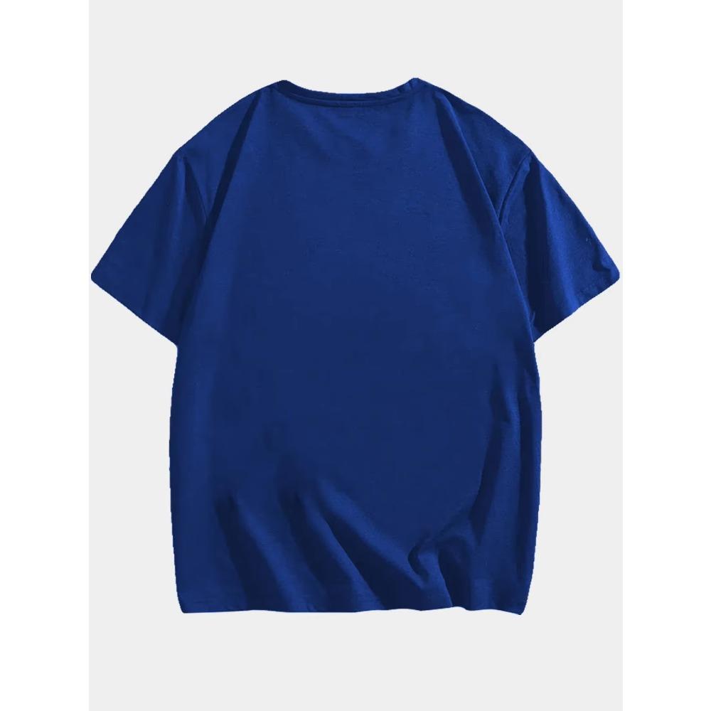 Men's Summer 100 Pure Cotton Fashionable Casual Loose Texas Longhorn Cow Skull Pattern Printed Round Neck Short Sleeved T-shirt