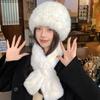 Thickened Real Rabbit Fur Hat Scarf Women Winter Providing Warmth and Protection Against the Cold Rabbit Fur Caps Scarves Sets