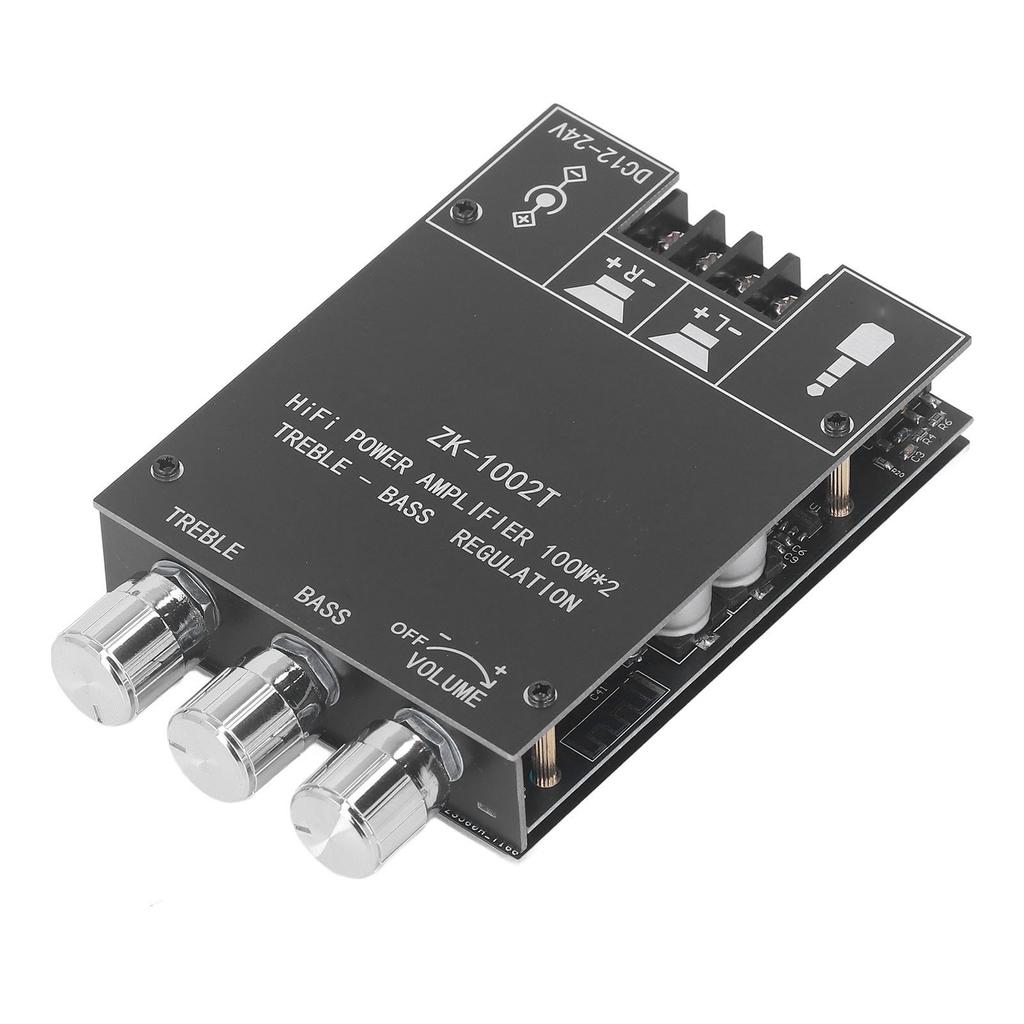 Плата усилителя мощности звука 100 Вт Bluetooth 5.0 двухканальная плата стерео аудиоресивера DC12‑24 В