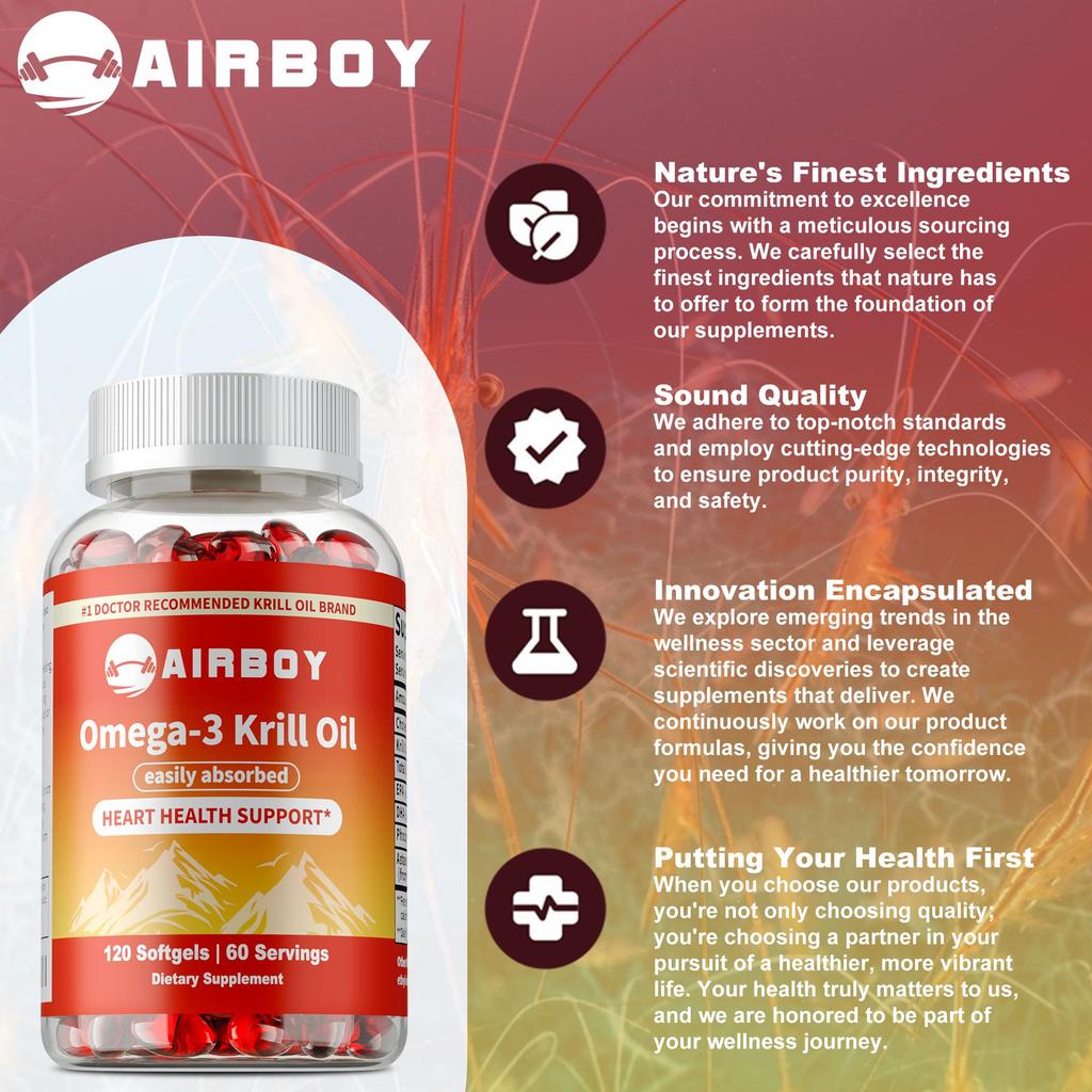 Airboy - Antarctic Krill Oil Capsules - Brain, Joint, and Eye Health