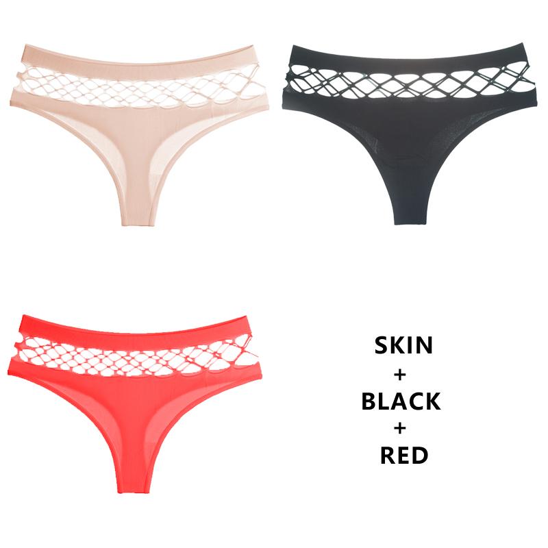 TERMEZY 3Pcs/Set Hollow Out G-String Seamless Sexy Panties Women Elasticity Underwear Temptation Middle-waist Panty