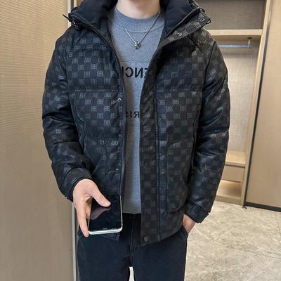 Короткая повседневная куртка с капюшоном и тиснением, мужская куртка-хлеб, утолщенная теплая куртка