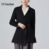 Women's 100% Wool Double-Faced Mid-Length Belted Coat
