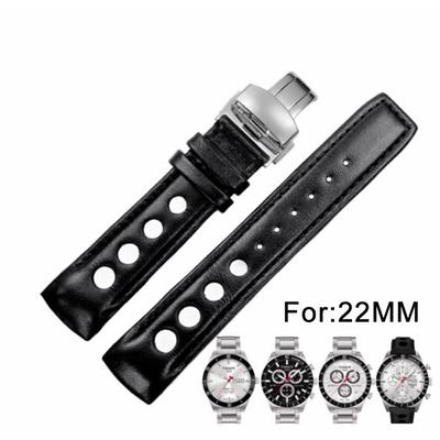 22 мм серия PRC200 T044614A T044632A T039417A Высококачественная серебряная пряжка-бабочка + черный коричневый ремешок для часов из натуральной кожи Браслет ДЛЯ T039