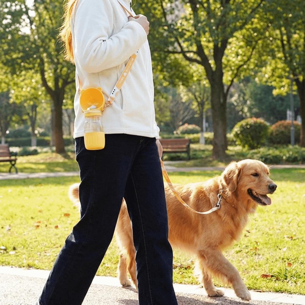Leak-proof 2 in 1 Dog Water Bottle Cute Bear Pet Drinking Bowl Puppy Feeder Cup Travel
