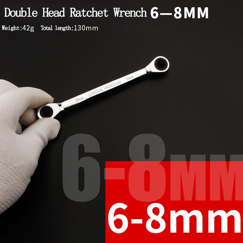 Хром-ванадиевое кольцо с двойной головкой, реверсивный гаечный ключ с трещоткой 8-9-10-12-13-14-15-16-17-18-19 мм, набор гаечных ключей с трещоткой