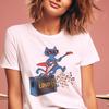 Cat Playing Guitar Graphic T-Shirt, Childhood Memories Design, Cute Cartoon Character (S-5XL, 100% Cotton, Unisex)