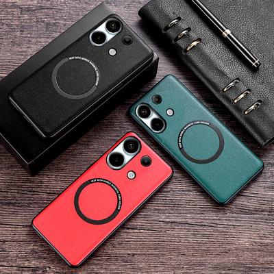 Магнитный чехол Magsafe с беспроводной зарядкой для POCO M6 Pro X6 Pro F5 Pro F5 X5 Pro POCO F3 X3 NFC, роскошный простой кожаный чехол