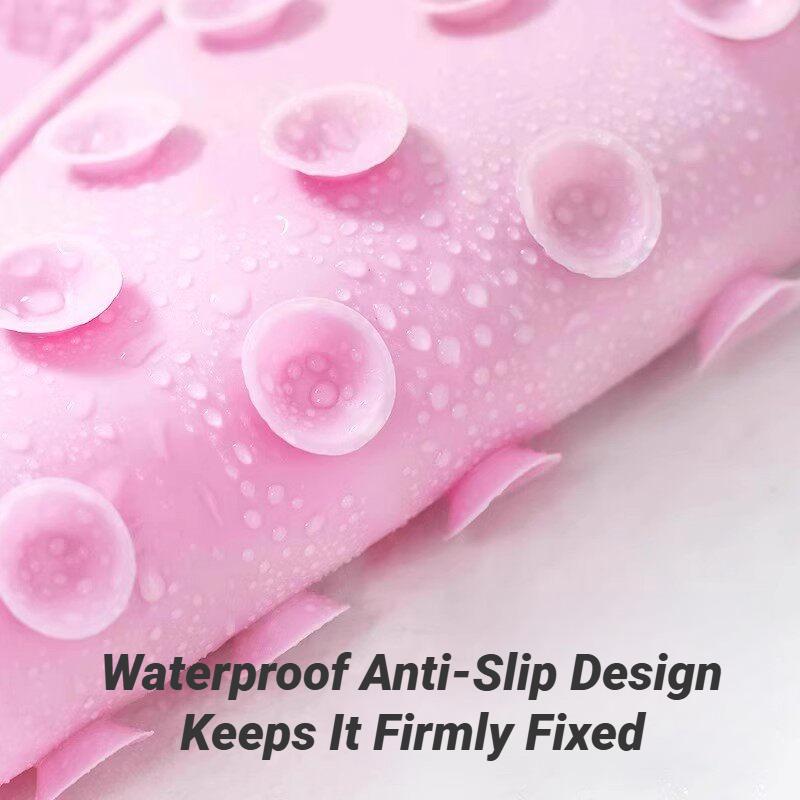 Multifunctional Anti-Slip Silicone Shower Mat with Suction Cups, Foot & Back Exfoliating Massager to Remove Dead Skin for Bathro