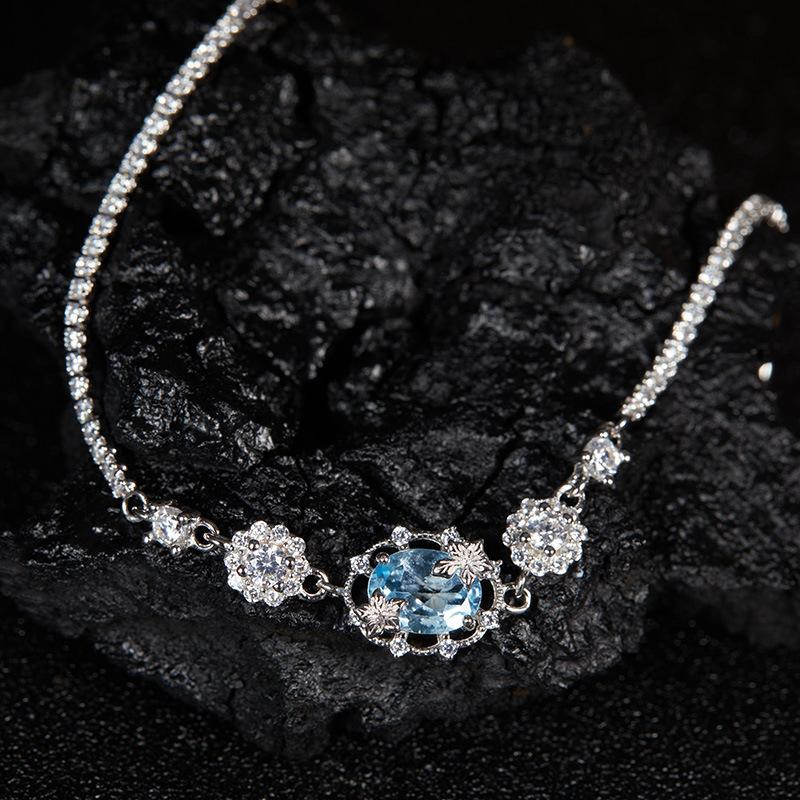 Jewelry Earrings S925 Sterling Silver With Natural Topaz Amethyst Garnet Color Treasure Bracelet Women