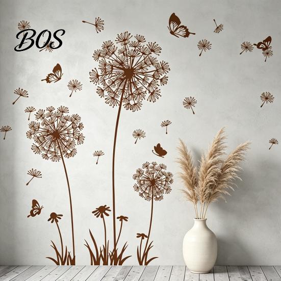 Wall Sticker 2 Sheets Dandelion Wildflower Decals, Peel And Stick Floral Butterflies PVC Decal Stickers for Girls Kids Bedroom Nursery Living