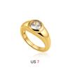 Square Zirconia Round Women's Ring 18K Gold-Plated Wedding Ring Fashion Jewelry Gift