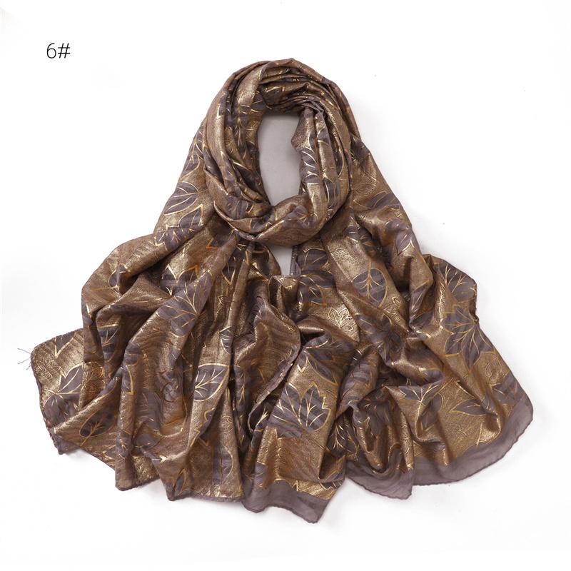 80*180cm Women Leaf Striped Cotton And Linen Long Hijab Fashion Scarf Lady Wraps Shawls Muslim Headband Islamic Scarves