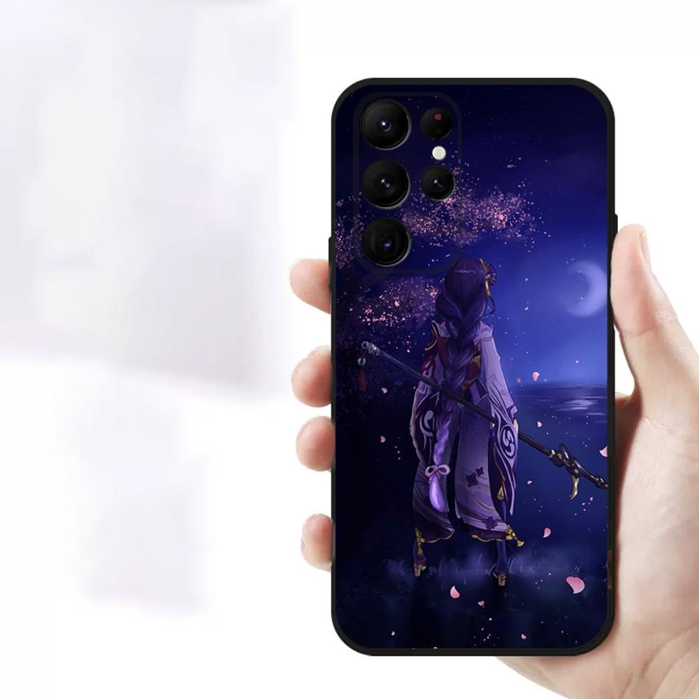Чехол для телефона Genshin Impact Райдэн Сёгун Для Samsung S23,23,22,30,21,10,9,Note20 Ultra,Lite,Ultra,5G,Plus,FE,Черный Мягкий Чехол