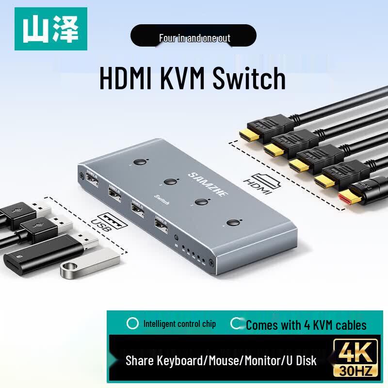 SAMZHE 4-Port 4K HDMI KVM Switch