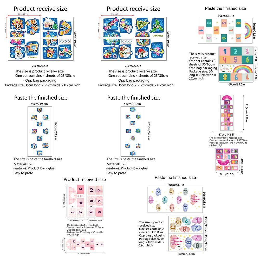 Self-adhesive Cartoon Number Grids PVC Wall Art NEW Flooring Decals Nursery