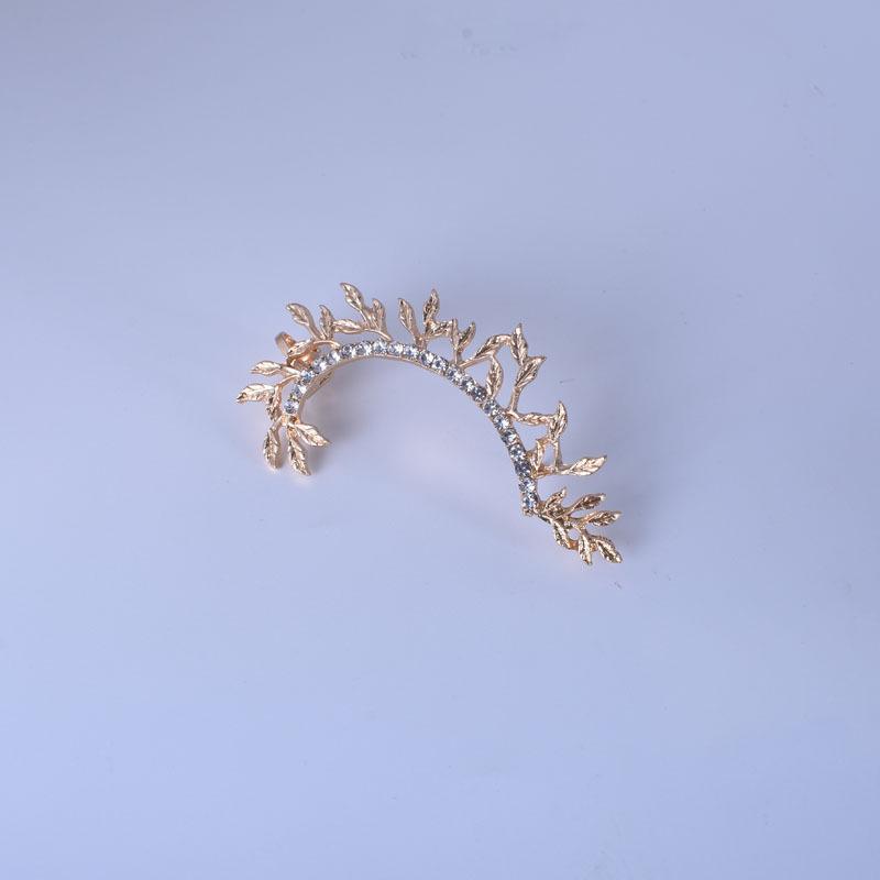 Retro Diamond Leaf Clip-On Earrings - Unique Cross-Border Women’s Jewelry