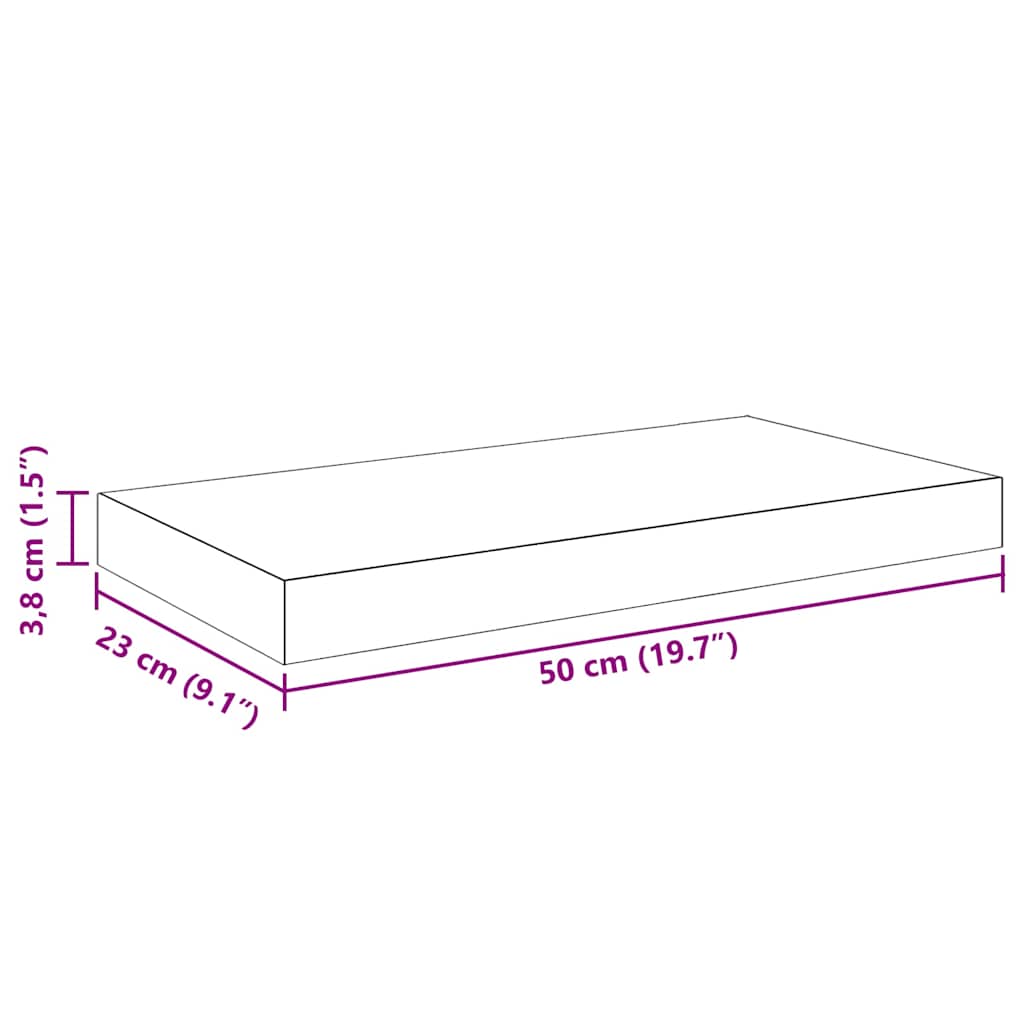 Floating Shelf Black 50 x 23 x 3.8 cm MDF