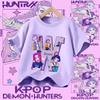 Cotton Tshirt for Girls Kpop Demon Hunter  Sports Tshirt  New Short Sleeve Casual Tshirt for Summer 2026  Letters AZ