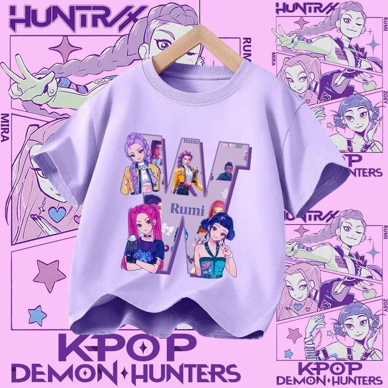 Cotton Tshirt for Girls Kpop Demon Hunter Sports Tshirt New Short Sleeve Casual Tshirt for Summer 2026 Letters AZ